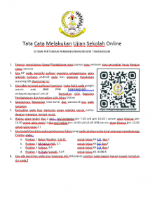 INFORMASI PERSIAPAN dan PELAKSANAAN UJIAN SEKOLAH ONLINE